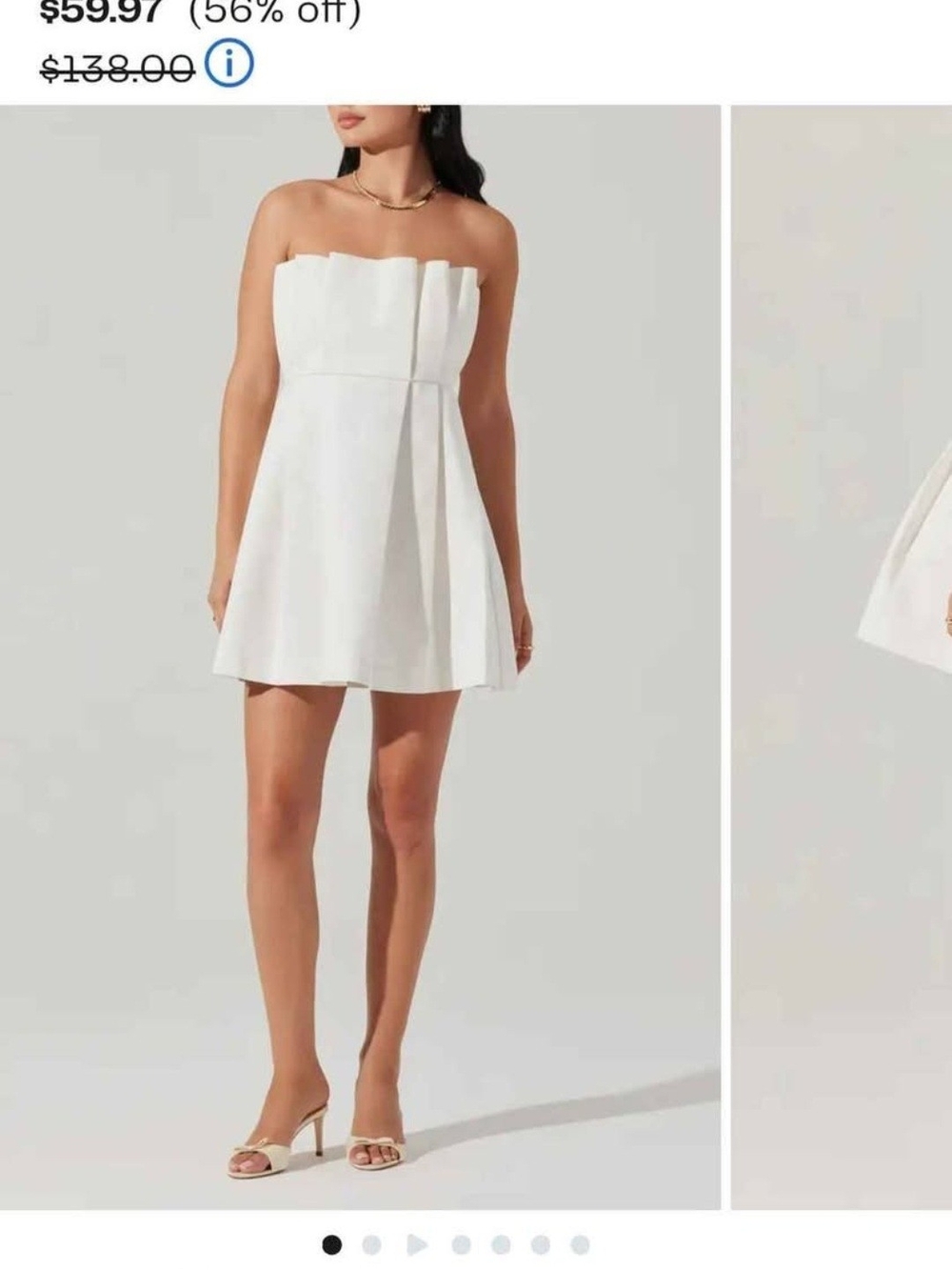 Astr Strapless White Pleated Mini Dress